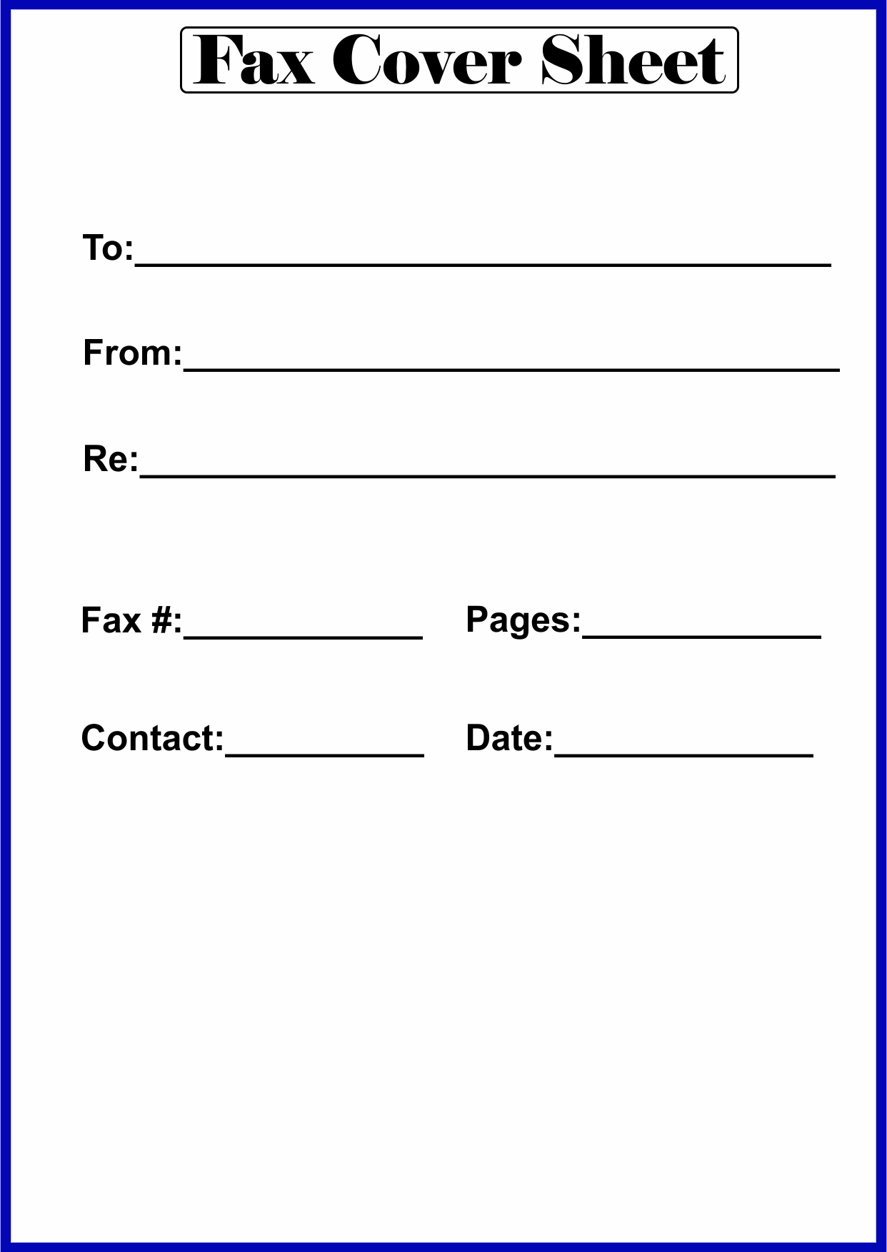 Free Printable Basic Fax Cover Sheet Template