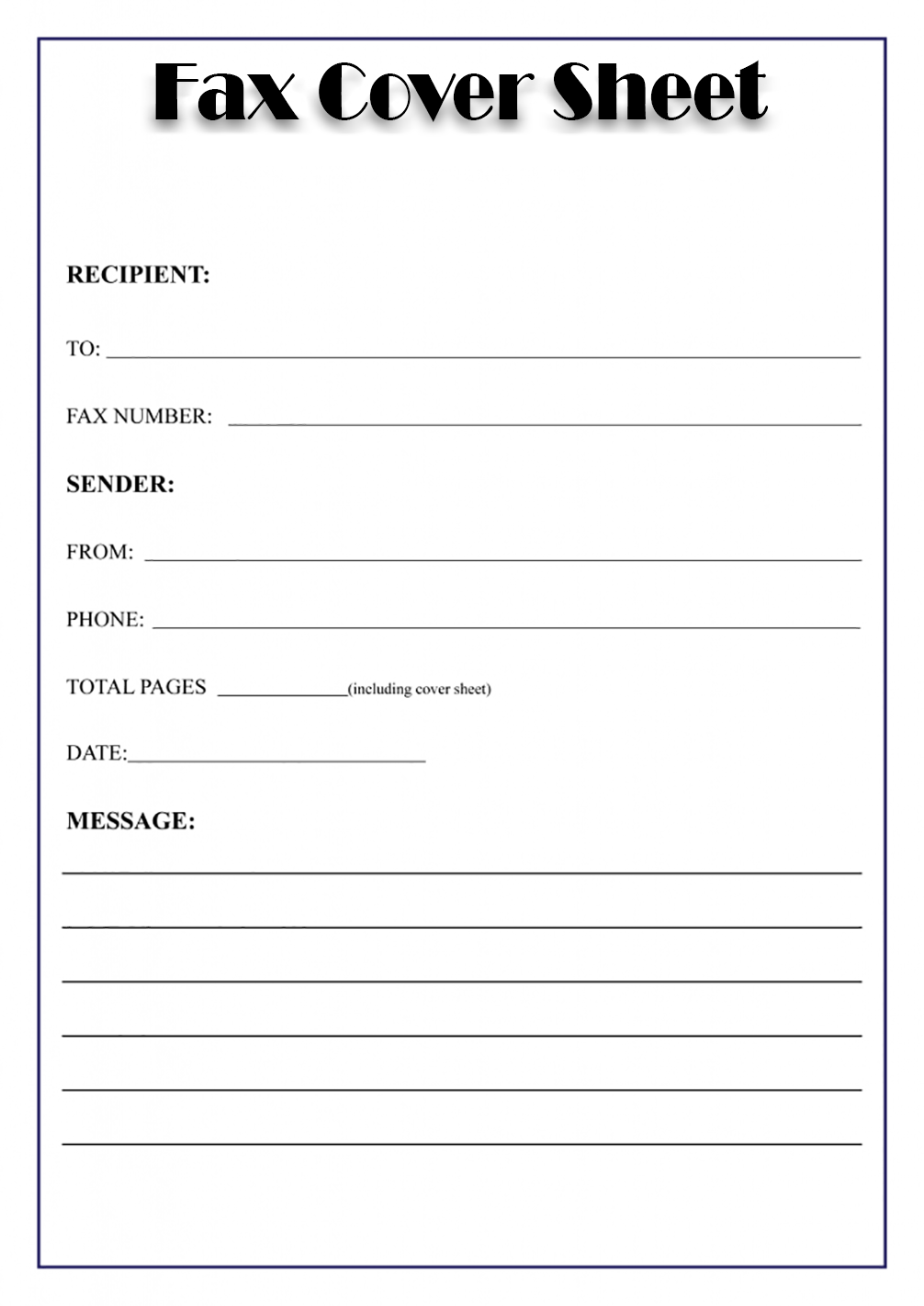 Generic Fax Cover Sheet Printable