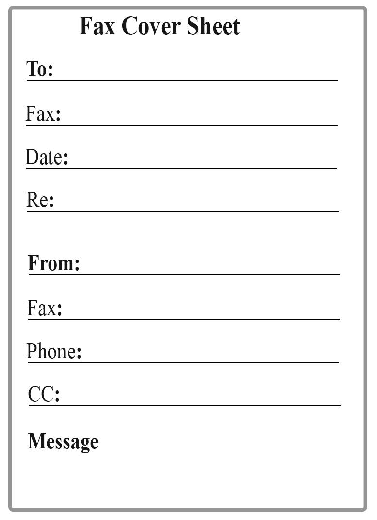 Printable Generic Fax Cover Sheet