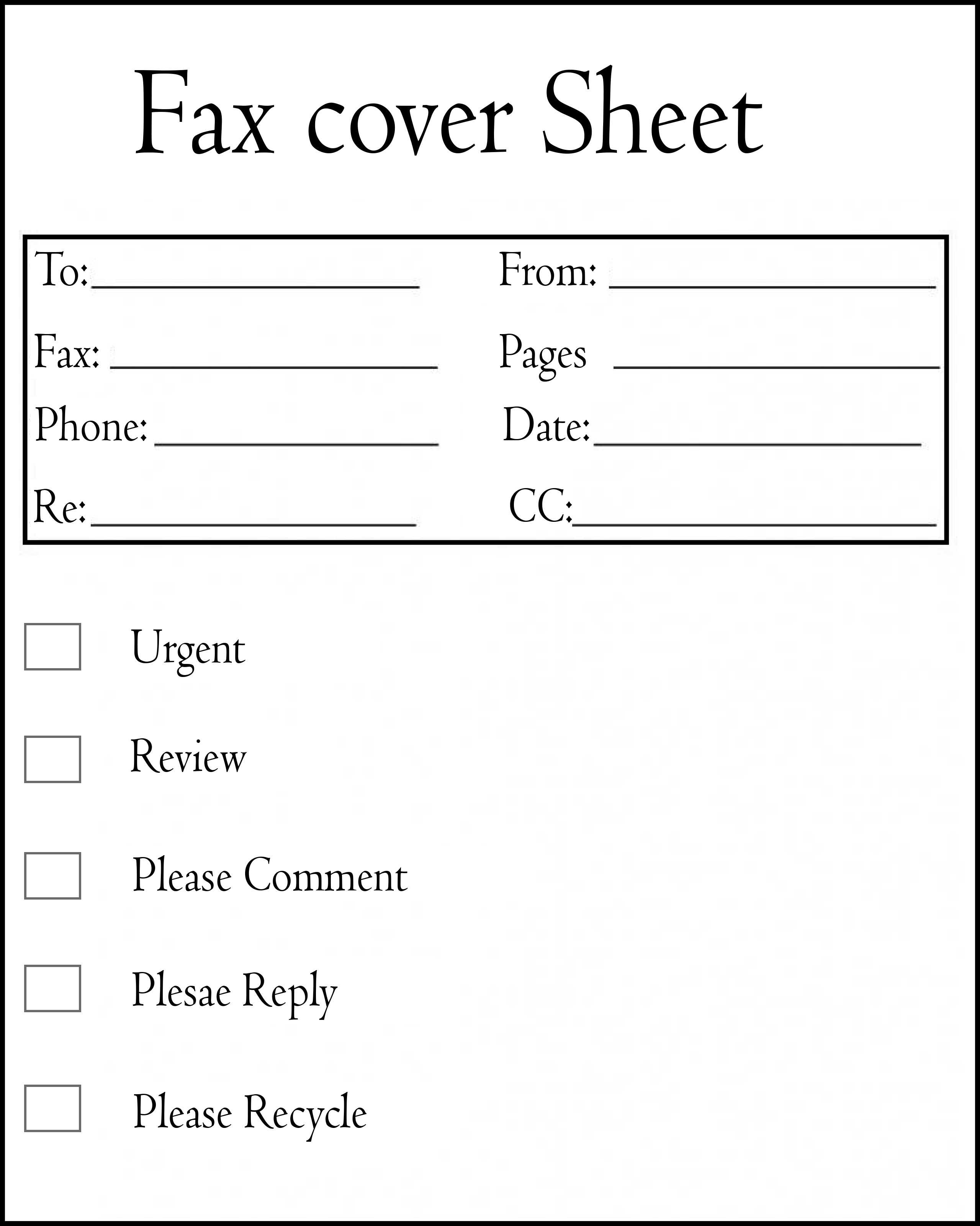 Printable Personal Fax Cover Sheet