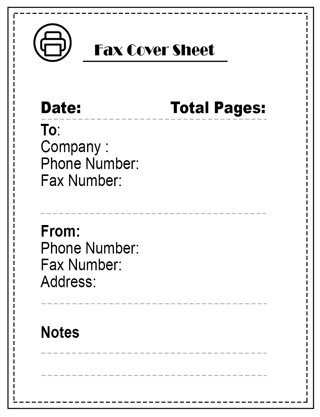 Printable Professional Fax Cover Sheet