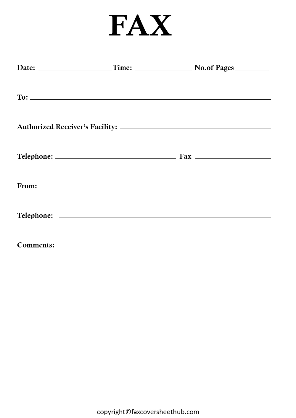 HIPPA Complaint Fax Cover Sheet